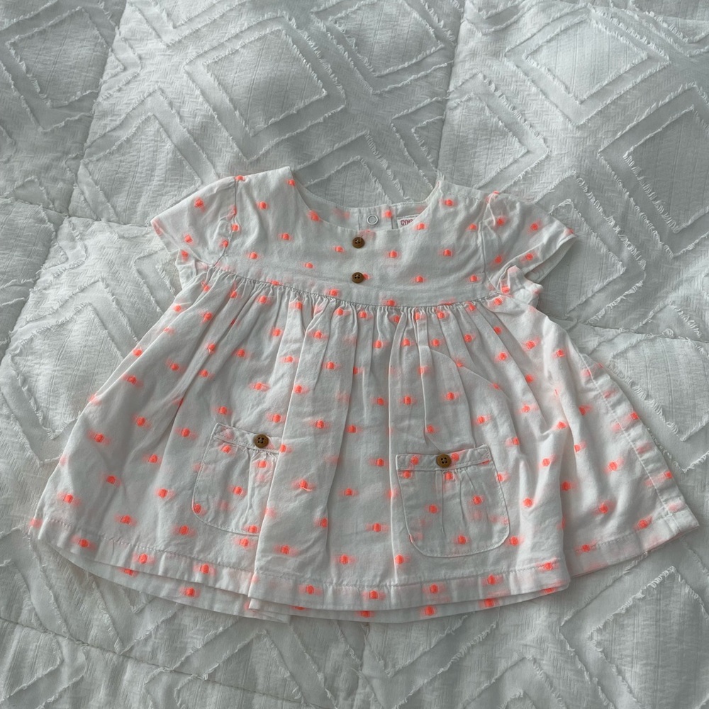 White and Orange Polka Dot Baby top